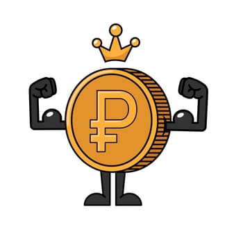 Strong Russian Ruble Coin Cartoon Character