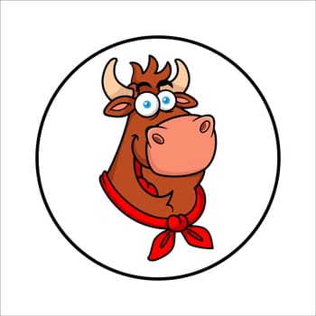 Cow Chef Face Mascot Logo