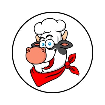 Cartoon Cow Chef Face Mascot Logo