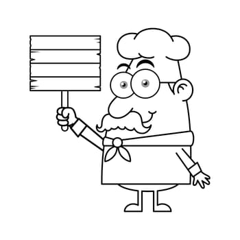 Black And White Chef Mascot Logo Character Holding Board