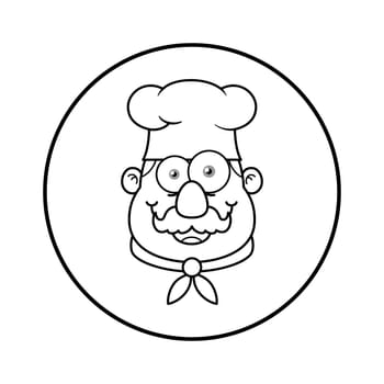 Black And White Chef Mascot Logo Cartoon Character Face