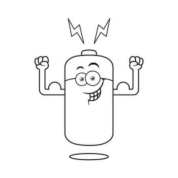 Black And White Power Battery Cartoon Character