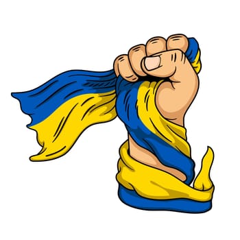 Strong Hand Holding Ukraine Flag