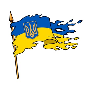 Ukraine Torn Flag With Symbol