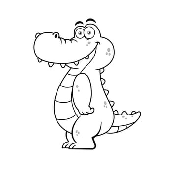 Funny Crocodile Cartoon Character Outline Premium Vector
