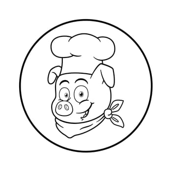 Pig Chef Mascot Logo Character Outline