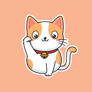 Cute Cartoon Kitty Cat Premium Vector Graphic In Stickers Style