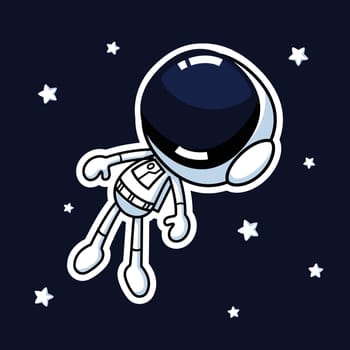 Cute Astronaut Cartoon Character Floating In The Space. Premium Vector Graphic Asset.