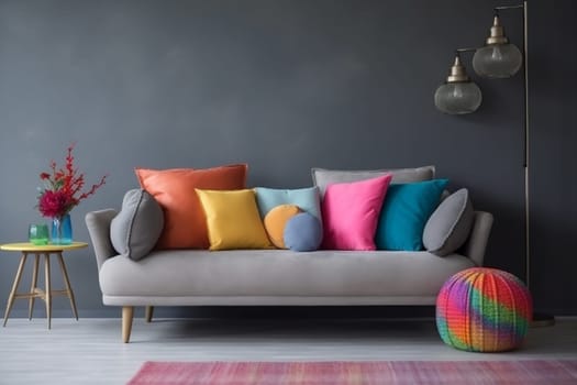 interior background light cushion indoor design three-dimensional color luxury floor comfortable. Generative AI.