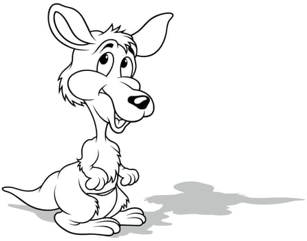 Drawing of a Standing and Smiling Kangaroo