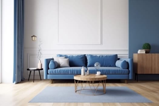 interior background lifestyle white light three-dimensional cushion empty apartment house home. Generative AI.