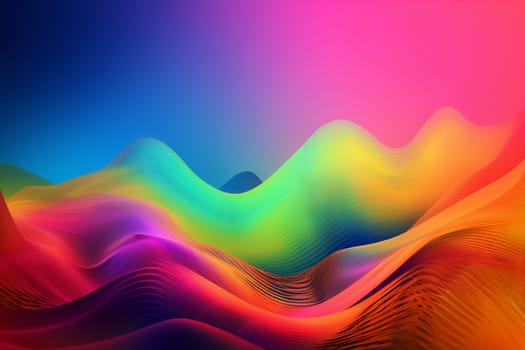 background futuristic design flow curve wave abstract cyberspace blue neon art pattern colorful. Generative AI.