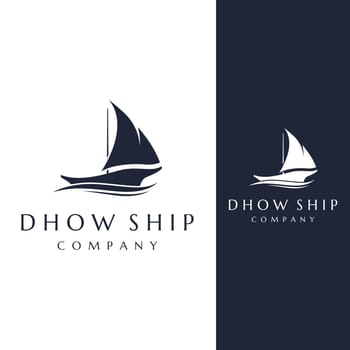 Simple black dhow ship logo template design in classic style.