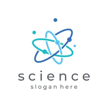 Modern science particle or molecule element logo design. Logo for science,atom,biology,technology,physics,lab.