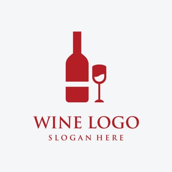 Wine logo template design with wine glasses and bottles.Logo for nightclub, bar and wine shop.