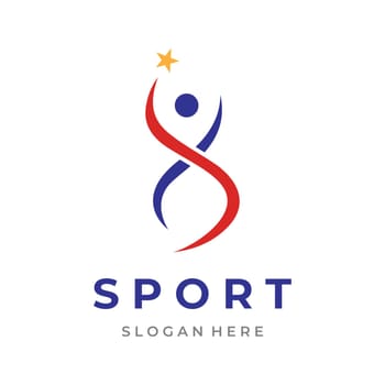 Sprinter sport logo design for athletics, running competition, sport club, championship and fitness.