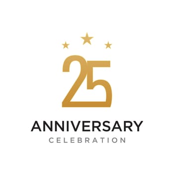 25th Anniversary Celebration logotype.Can be for greeting card, celebration, invitation.