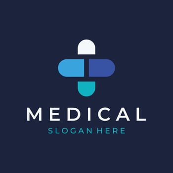 Pharmaceutical capsule medicine Logo template,logo for drugstore, health,pharmacy,medical,doctor,plus symbol.