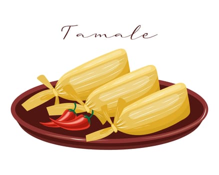 Tamale, dough with meat in corn leaves, Latin American cuisine. National cuisine of Mexico.