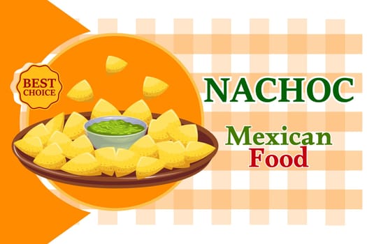 Mexican food banner, Nachos with Guacamole. Latin American cuisine.