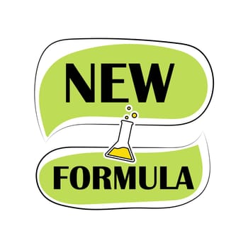New formula icon with laboratory flask. A new invention. Innovations and fresh ideas