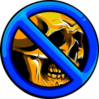 Forbidding sign with skull vector illustration on white background