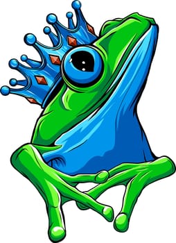 illustration of Happy frog prince vector on white background