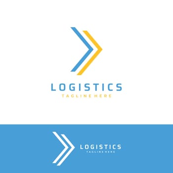Logistics Logo template design with arrows, order boxes, quick and digital orders.