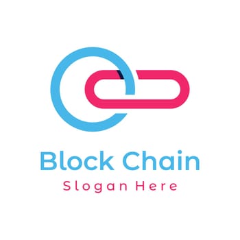 Block chain logo template design.Geometric block chain with hexagons, modern technology box. Block chain for business, technology and data signs.