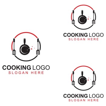 Logos for cooking utensils, cooking pots, spatulas and cooking spoons. Using a vector illustration template design concept.