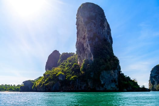 Cliff rock in azure water, Ko Rang Nok, Ao Phra Nang Beach, Ao Nang, Krabi, Thailand