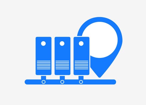 Server Location and CDN Technology Icon for DDoS Protection. Fast, Secure Content Delivery with VPN and Decentralized Data Centers. Perfect for Tech Blogs, Social Media, and Instructional Materials