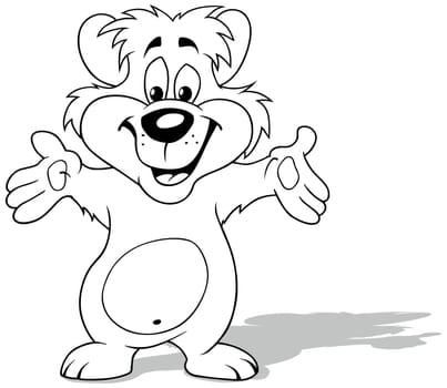 Drawing of a Cute Teddy Bear with Open Arms