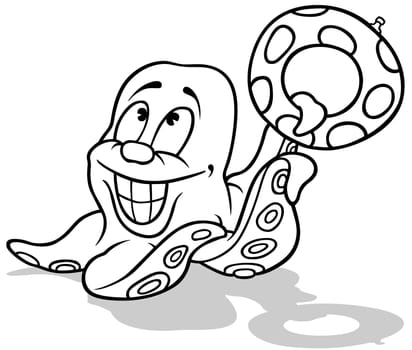 Drawing of a Smiling Octopus with Inflatable Ring