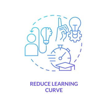 Reduce learning curve blue gradient concept icon
