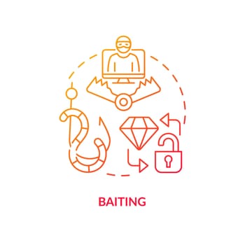 Baiting attack red gradient concept icon