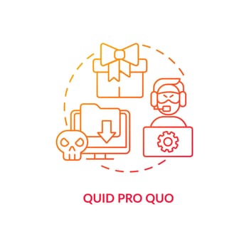 Quid pro quo attack red gradient concept icon