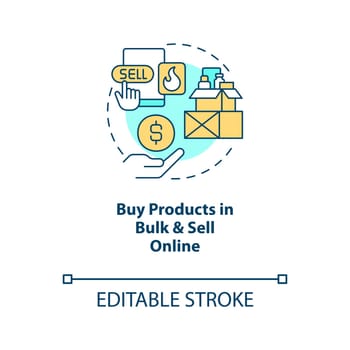 Buy products in bulk and sell online concept icon