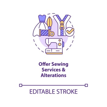 Offer sewing services and alterations concept icon