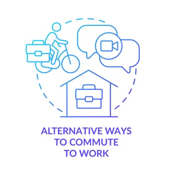 Alternative ways to commute to work blue gradient concept icon