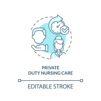 Private duty nursing care blue concept icon