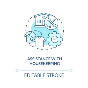 Assistance with housekeeping blue concept icon