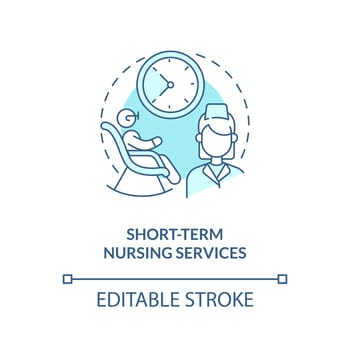 Short-term nursing services blue concept icon
