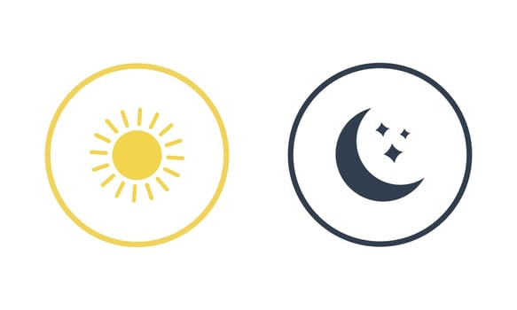 AM and PM symbol. Morning and night icon. Sun and moon. Vector illustration