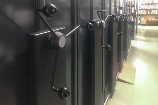 Doors in the old library archive Locker room