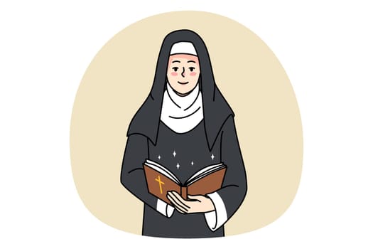Sister nun hold bible pray to god