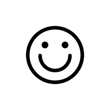 Single smile icon. Happy face symbol. Vector black line icon isolated on white background.