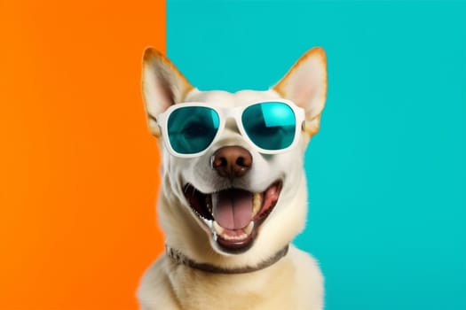 background dog sunglasses portrait isolated pet funny purebred smile cute animal. Generative AI.