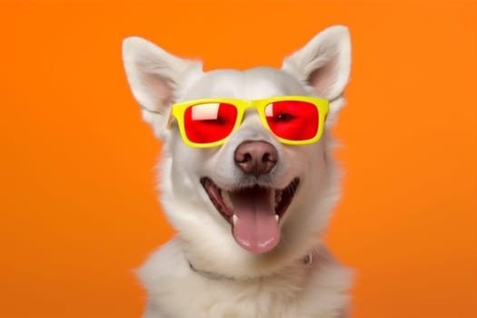 smile dog purebred funny portrait background cute animal isolated sunglasses pet. Generative AI.