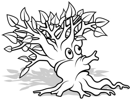 Drawing of a Small Deciduous Tree with Face